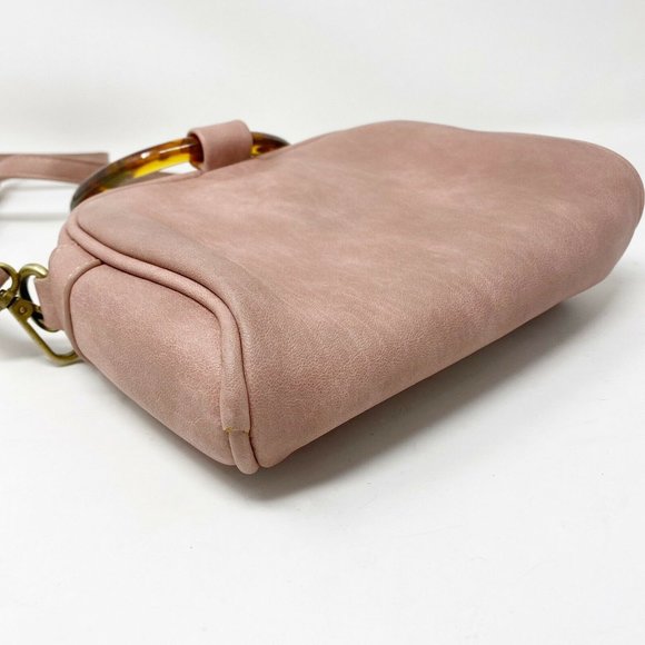 ANTHROPOLOGIE blush pink lucite handle VEGAN bag - Picture 6 of 9